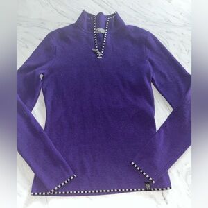 Neve Nordic Ski polyester Wool Nina 1/4 Zip Sweater vintage Purple small piping
